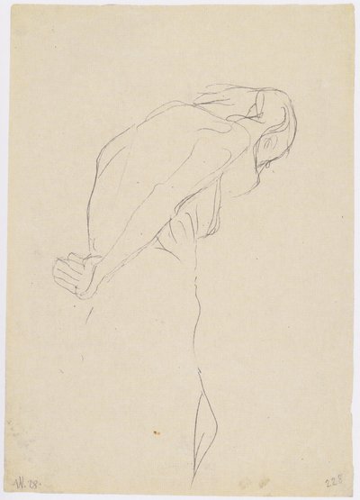 Vieil homme nu courbé vers la droite - Gustav Klimt